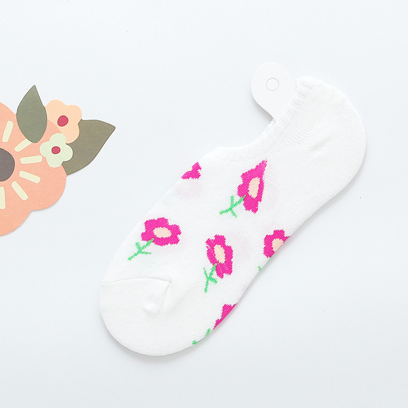 Socks Female Miss Xia Ji Thin Section Stealth Boat Socks Cartoon Flowers Silicone Non-slip Socks Casual Female